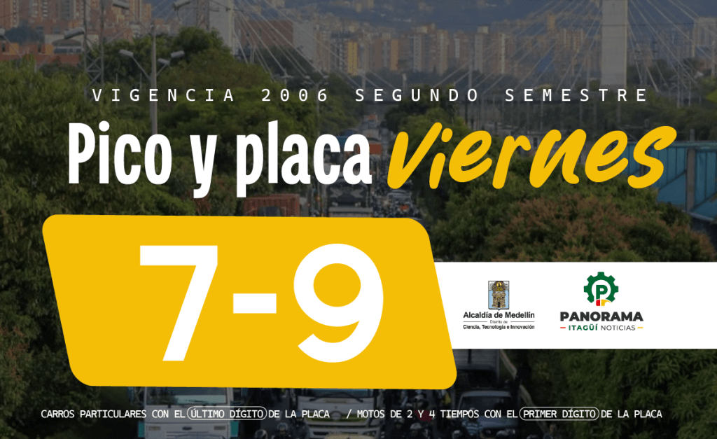 Pico y placa hoy viernes 11 de septiembre en Medellín